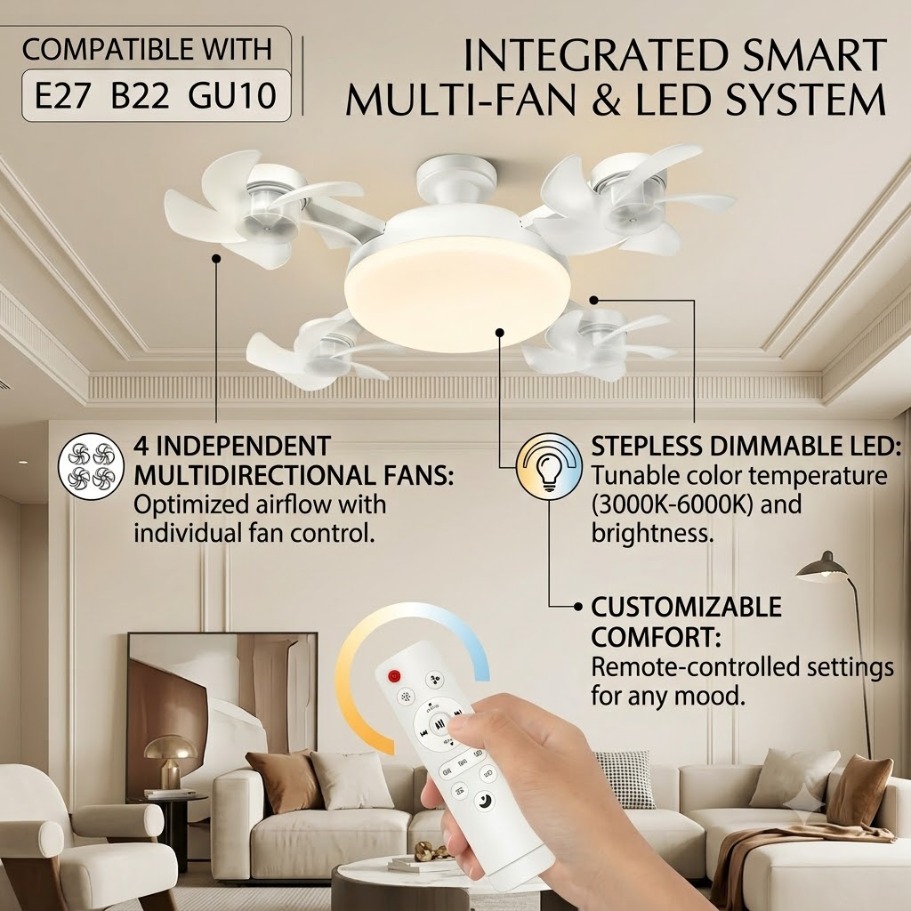 Drone Beacon Light - مروحة سقف بتصميم طائرة بدون طيار