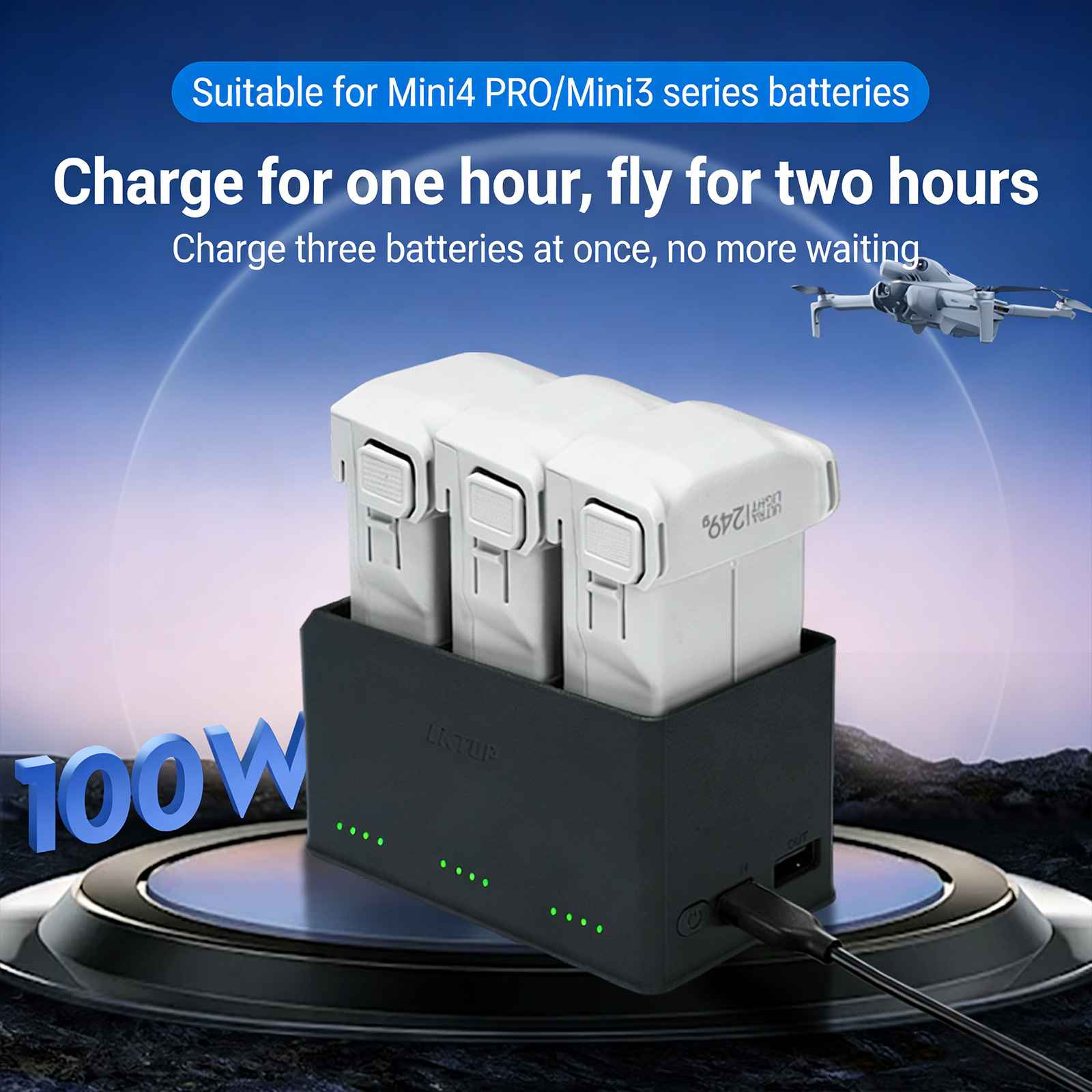 Drone Charging Hub - مدير شحن البطارية لـ Mini 3/3