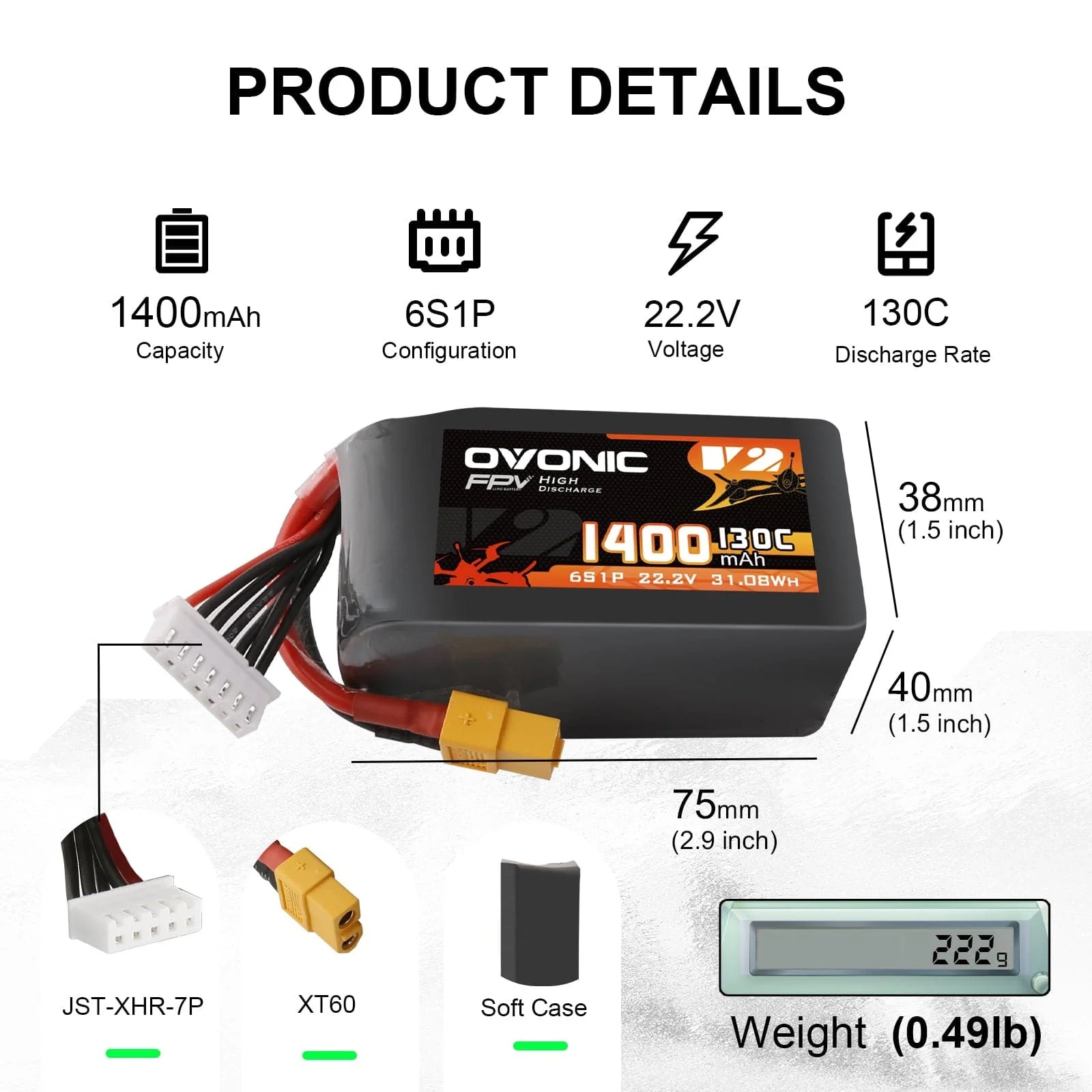 بطارية Ovonic 6S LiPo 22.2 فول - مراجعة Drone Backpack وسعره